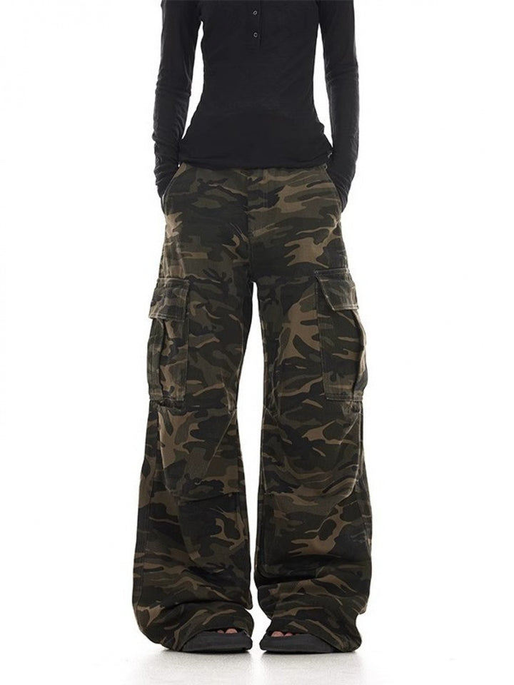 Juliana | Women's Camo Wide Leg Knit Office Cargo Pants