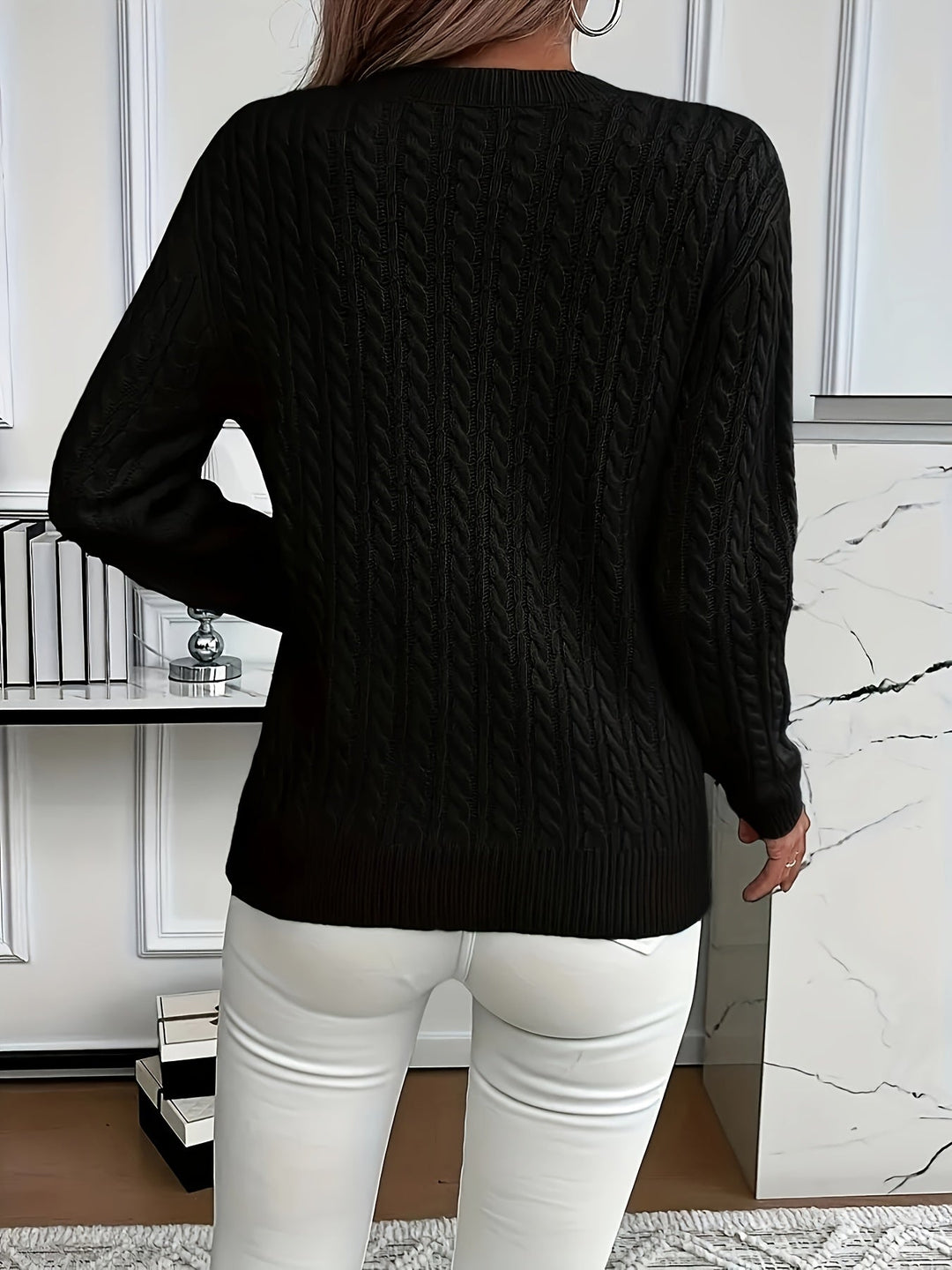 Aeron | Women Crew Cable Knit Pullover