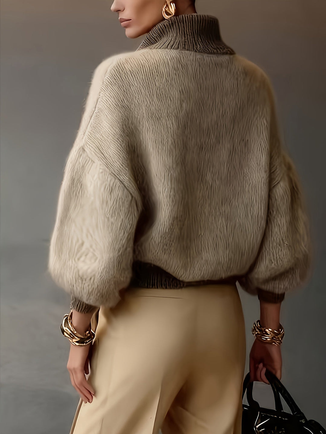 Thyra | Women Relaxed Half Zip Sweater