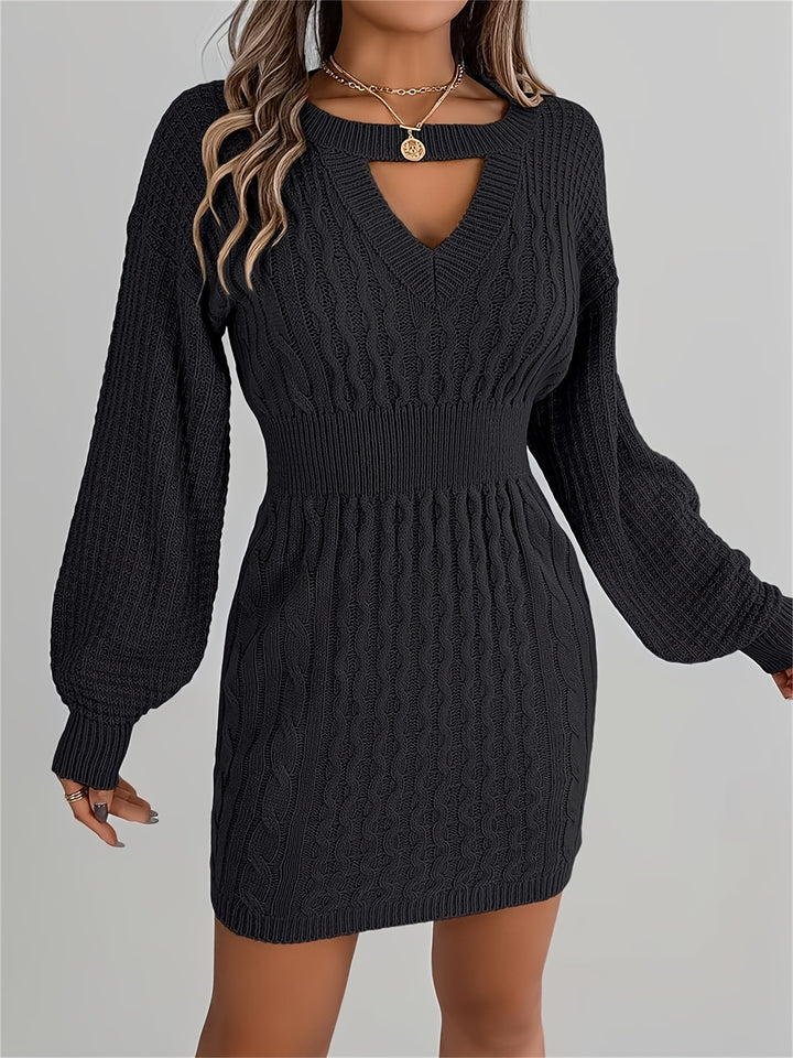 Catherine | Women's Knit Crew Neck Long Sleeve Evening Gown