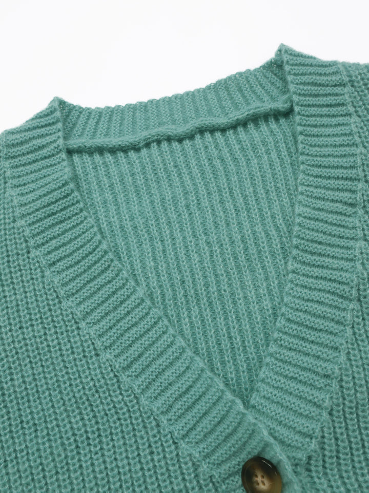 Cozy Army Green Fall Sweater Cardigan for Women with Cardigan V-neck Button