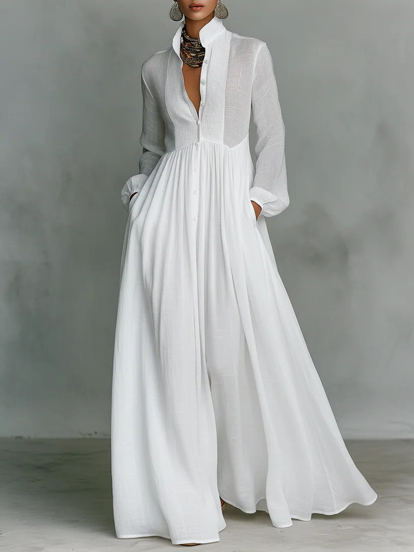 Eowyn | Women Collar Pocket Long Sleeve Dress