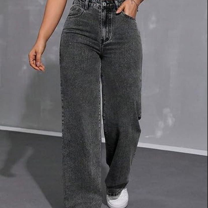 Sadie | Women's Black Denim Wide Leg Casual Relaxed Jeans