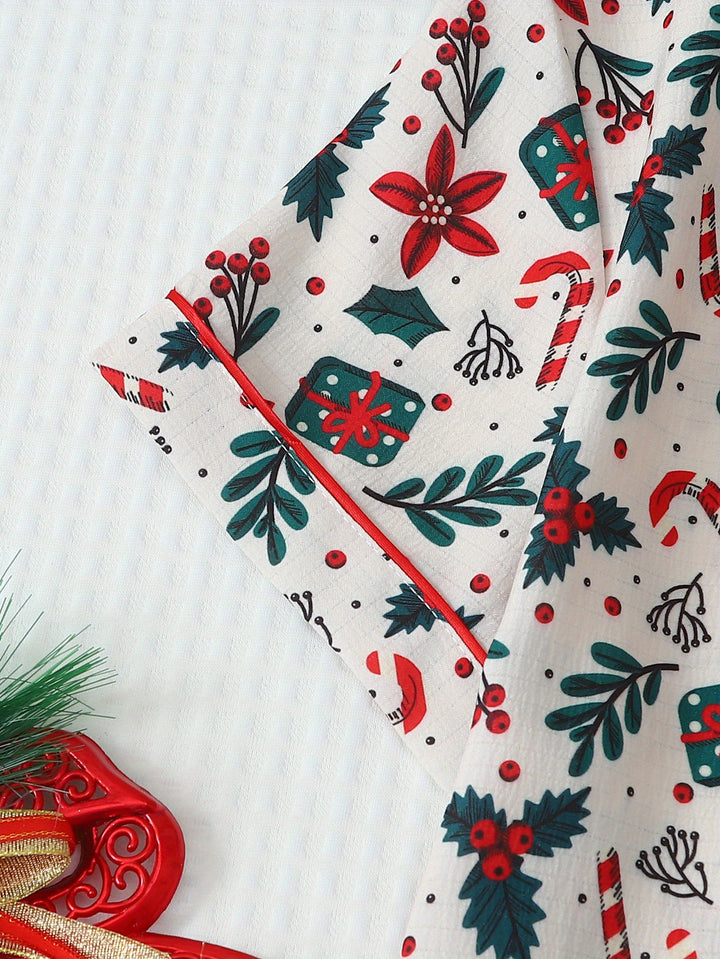 Aisha | Women's Floral Christmas Cotton Pajama Set