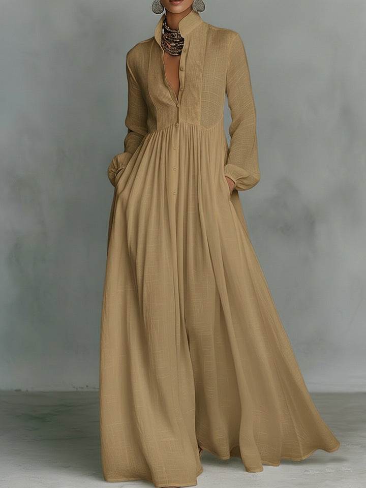 Eowyn | Women Collar Pocket Long Sleeve Dress