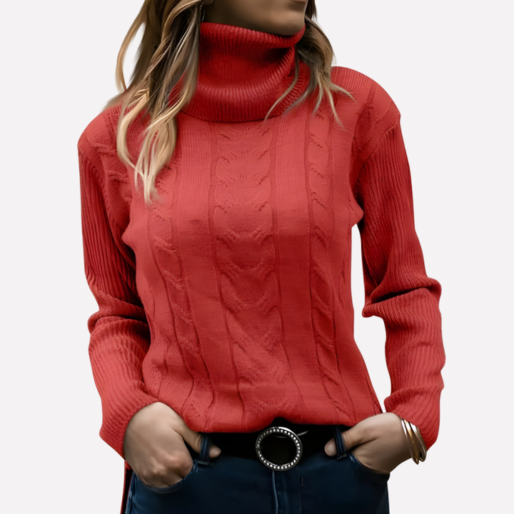 Aeronwy | Women Turtleneck Cable Knit Sweater