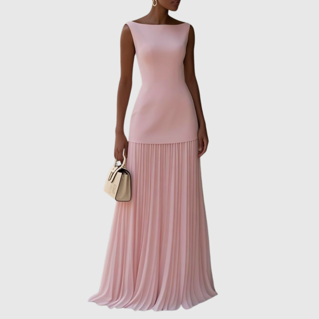 Verity | Women's Sleeveless Pleated Cocktail Maxi Dress
