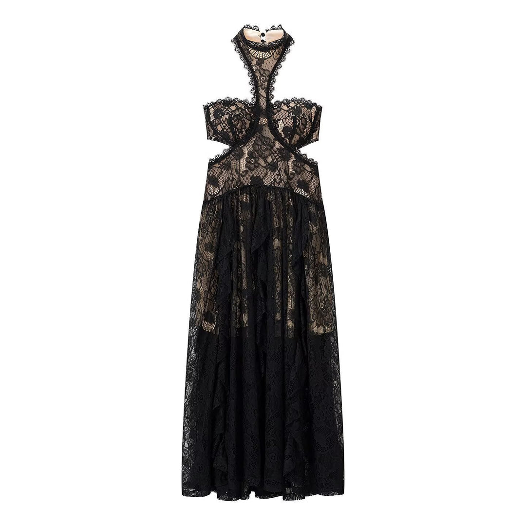 Hero | Women Lace Cutout Halter Wedding Guest Dress