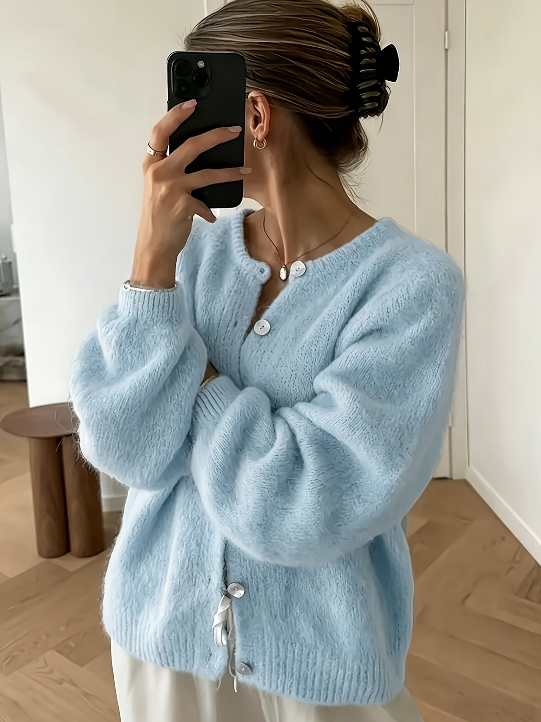 Emily | Women's Knit Crew Neck Long Sleeve Casual Cardigan