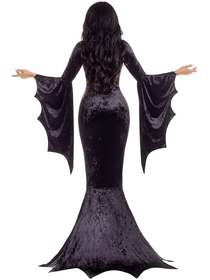 Nessa | Women's Black Plus Size Halloween Bat Witch Costume Dress
