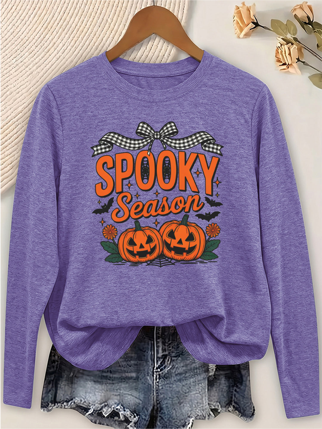 Marlowe | Women's Halloween Sweater Pumpkin Bat Print