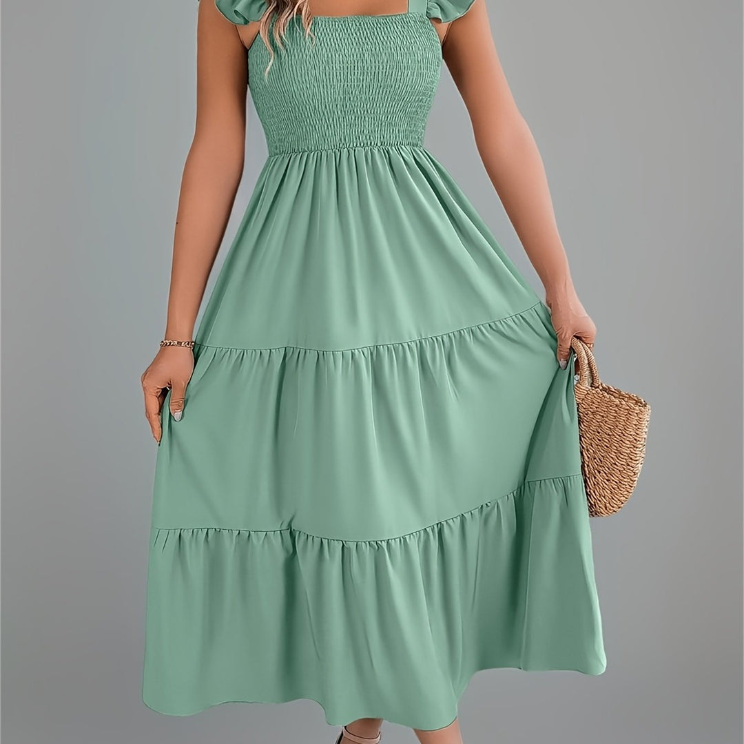 Iris | Women's Wedding Guest Tiered Midi Dress