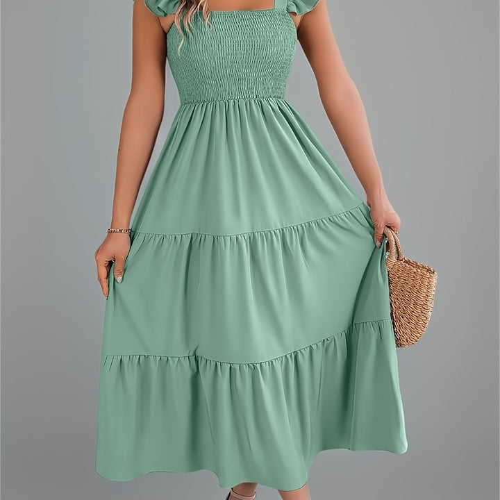 Iris | Women's Wedding Guest Tiered Midi Dress