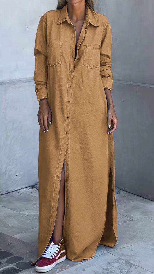 Solveig | Women Long Shirt Denim Dress