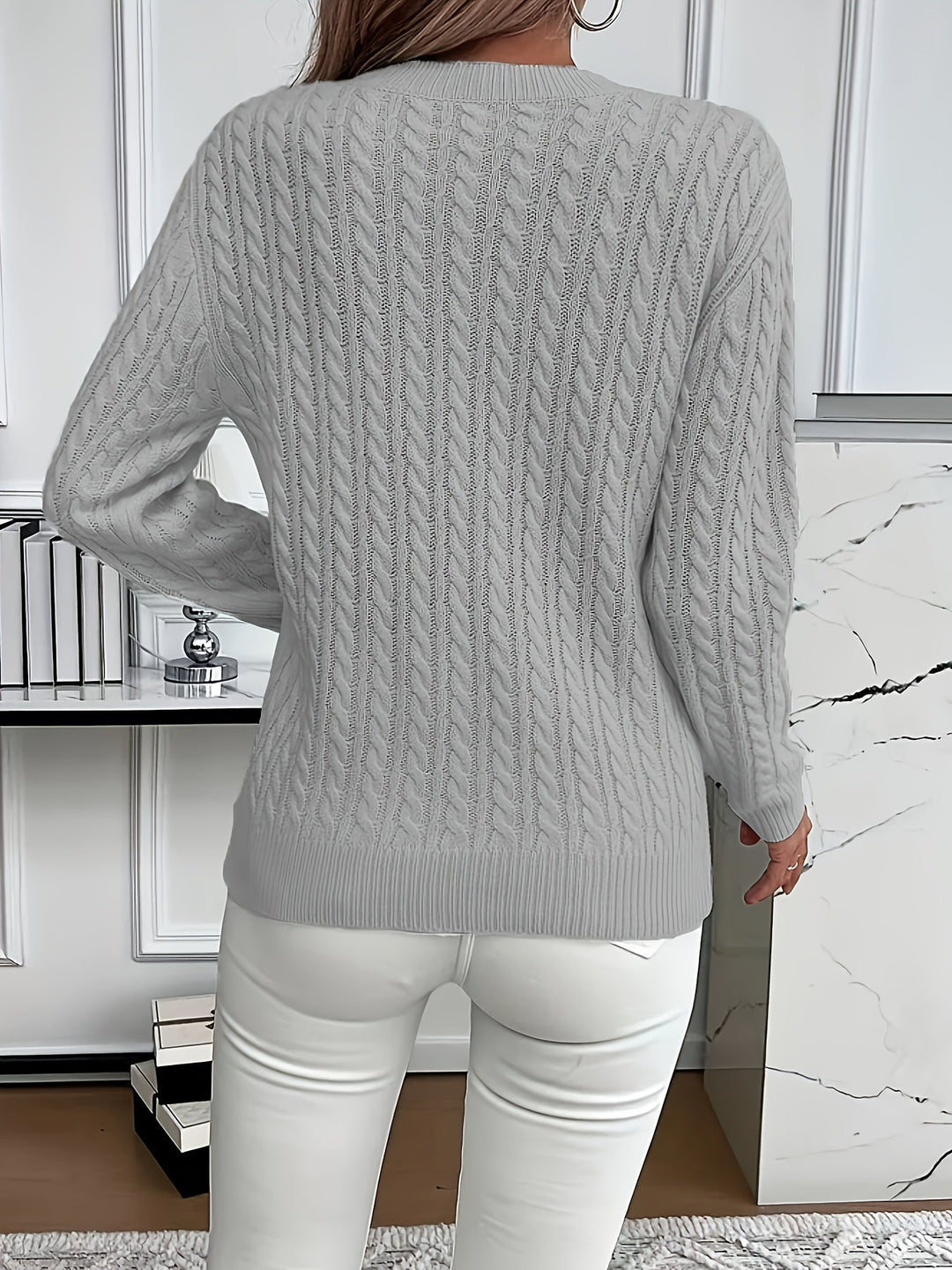Aeron | Women Crew Cable Knit Pullover