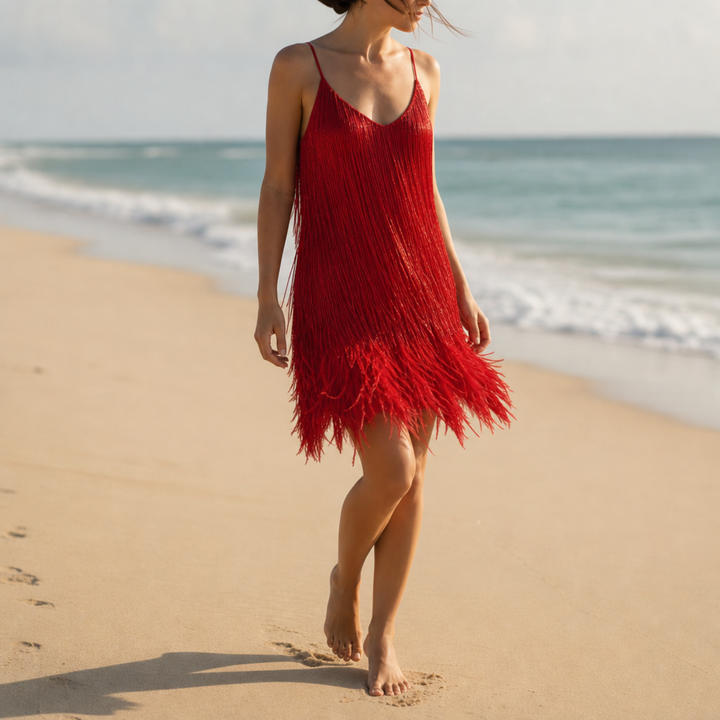 Lucie | Women Sequin Feather Fringe Dress