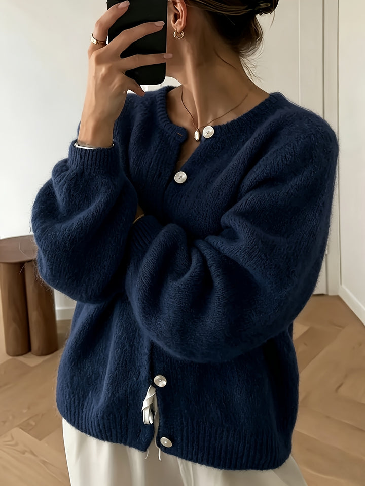 Emily | Women's Knit Crew Neck Long Sleeve Casual Cardigan