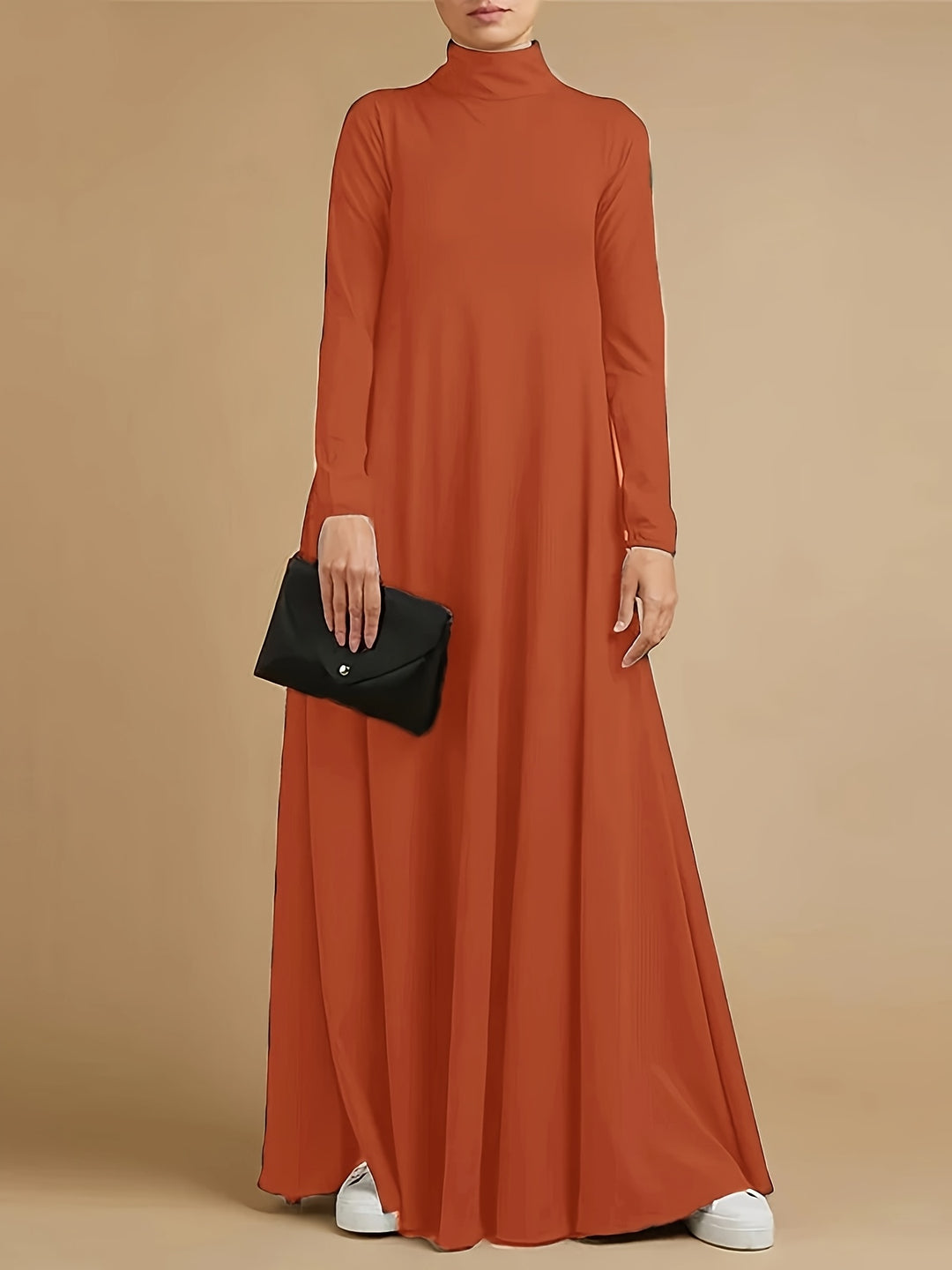 Nancy | Women's Knit High Neck Long Sleeve Casual Maxi Dress