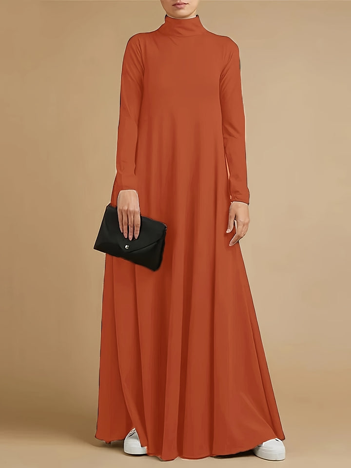 Nancy | Women's Knit High Neck Long Sleeve Casual Maxi Dress