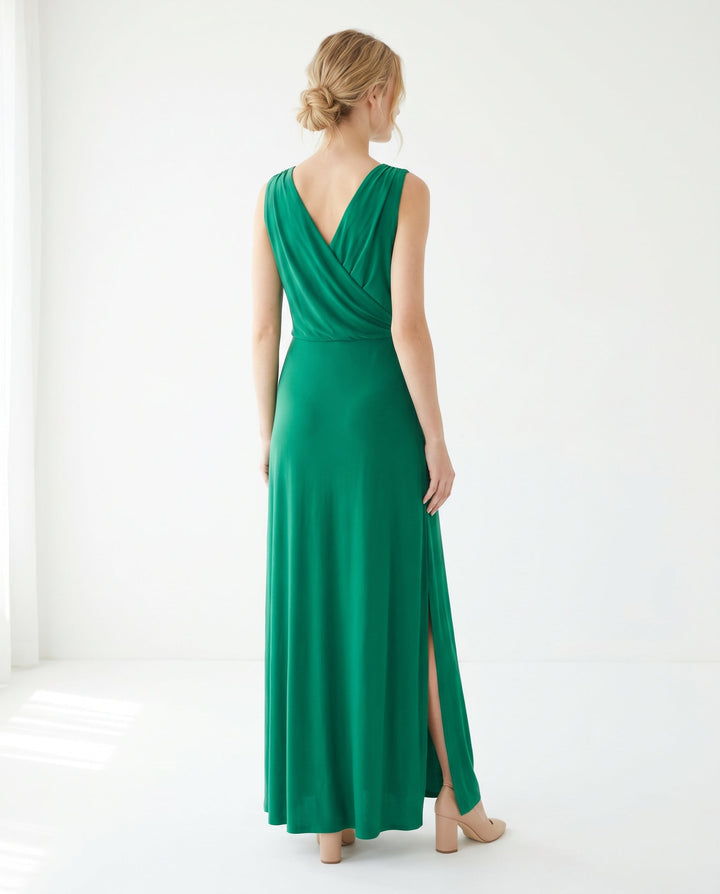 Alana | Women's V Neck Sleeveless Bridesmaid Maxi Dress