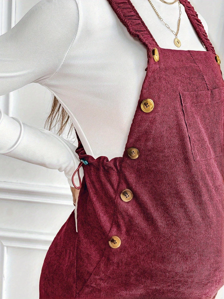 Alice | Women's Corduroy Square Neck Sleeveless Casual Overalls