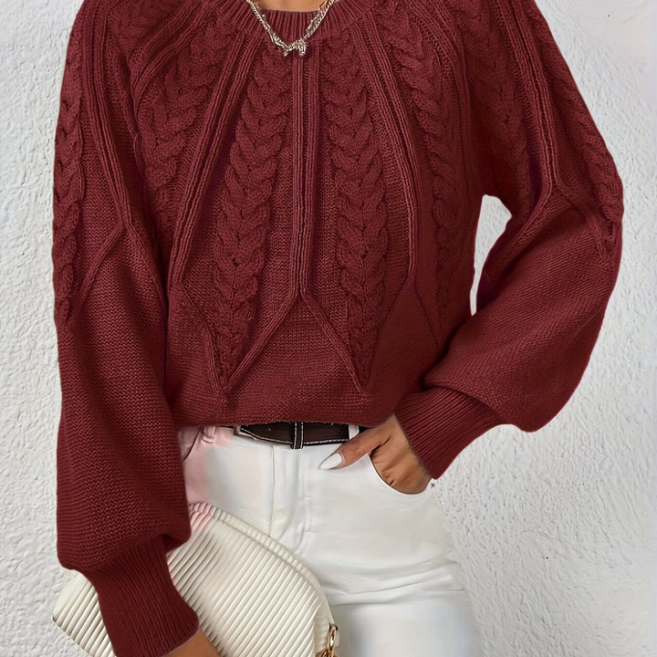 Anselma | Women Raglan Cable Knit Pullover