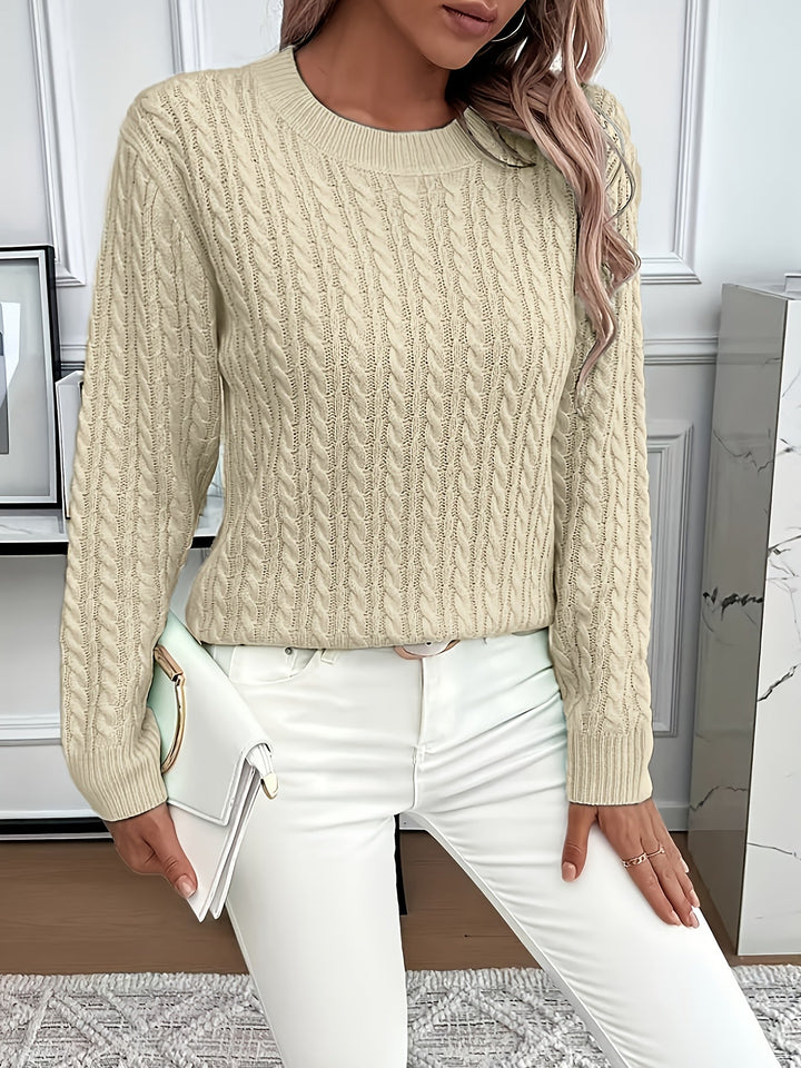 Aeron | Women Crew Cable Knit Pullover