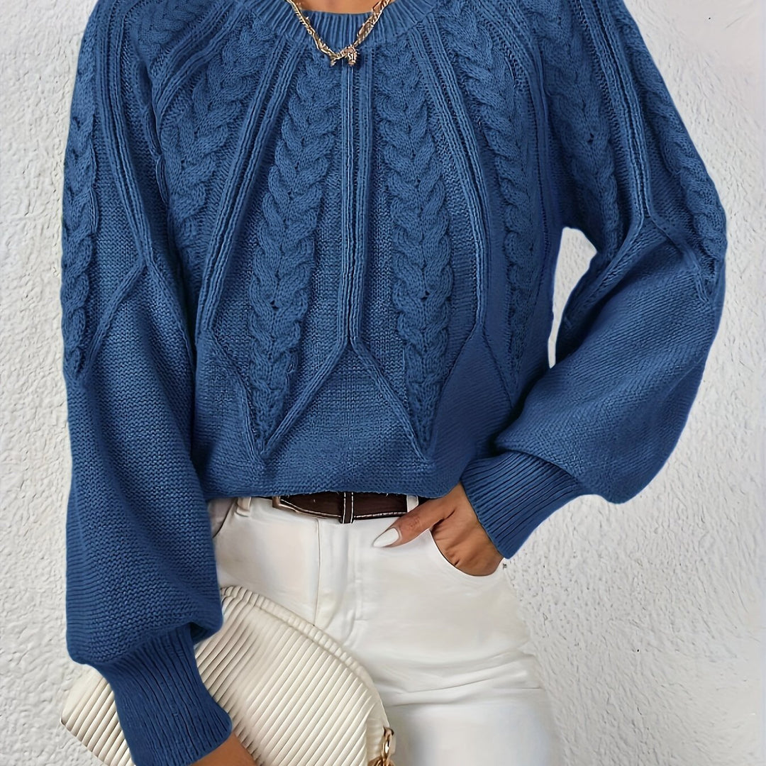 Anselma | Women Raglan Cable Knit Pullover