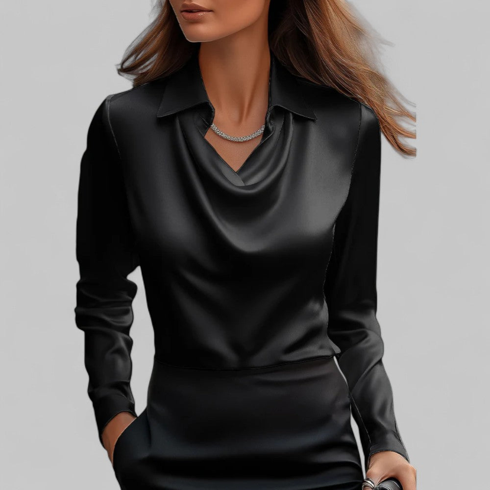 Cora | Women's Plus Size Draped Satin Blouse