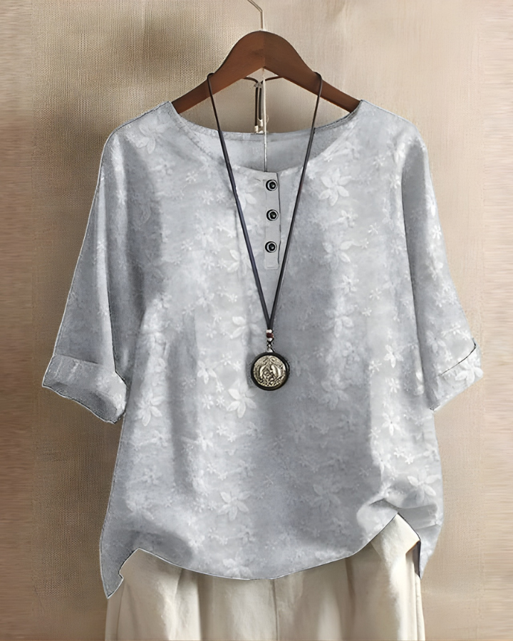 Aethelburh | Women Abstract Print Henley Blouse