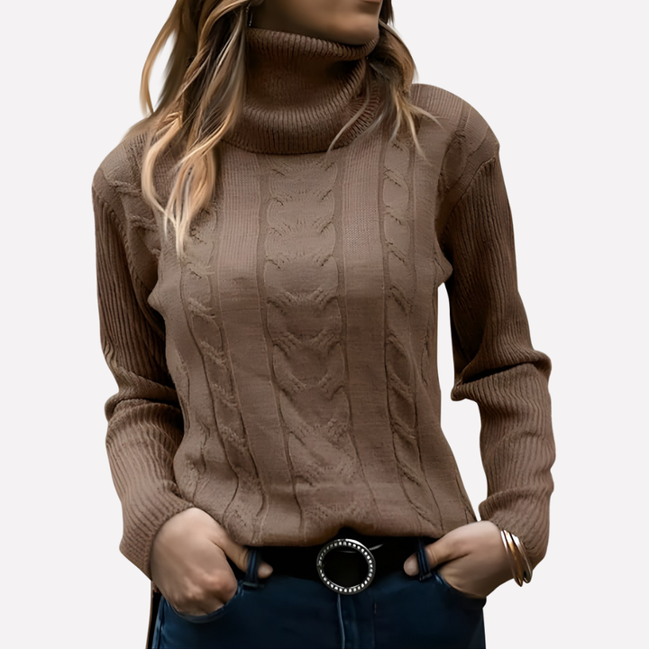 Aeronwy | Women Turtleneck Cable Knit Sweater