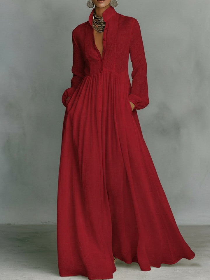 Eowyn | Women Collar Pocket Long Sleeve Dress
