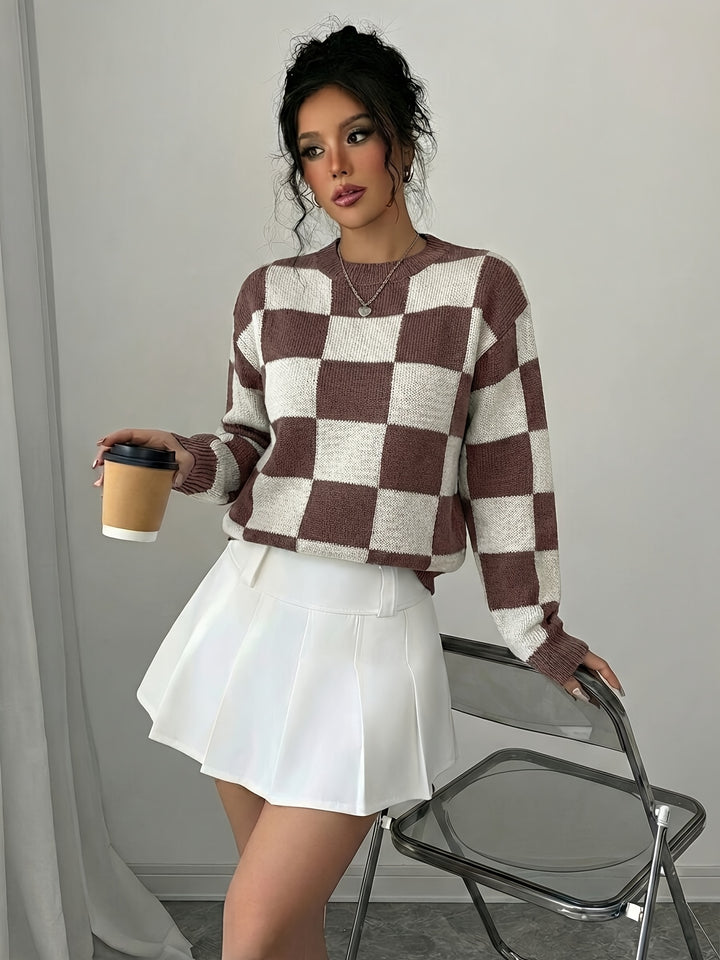 Barbara | Women's Color Block Crew Neck Casual Knit Sweater