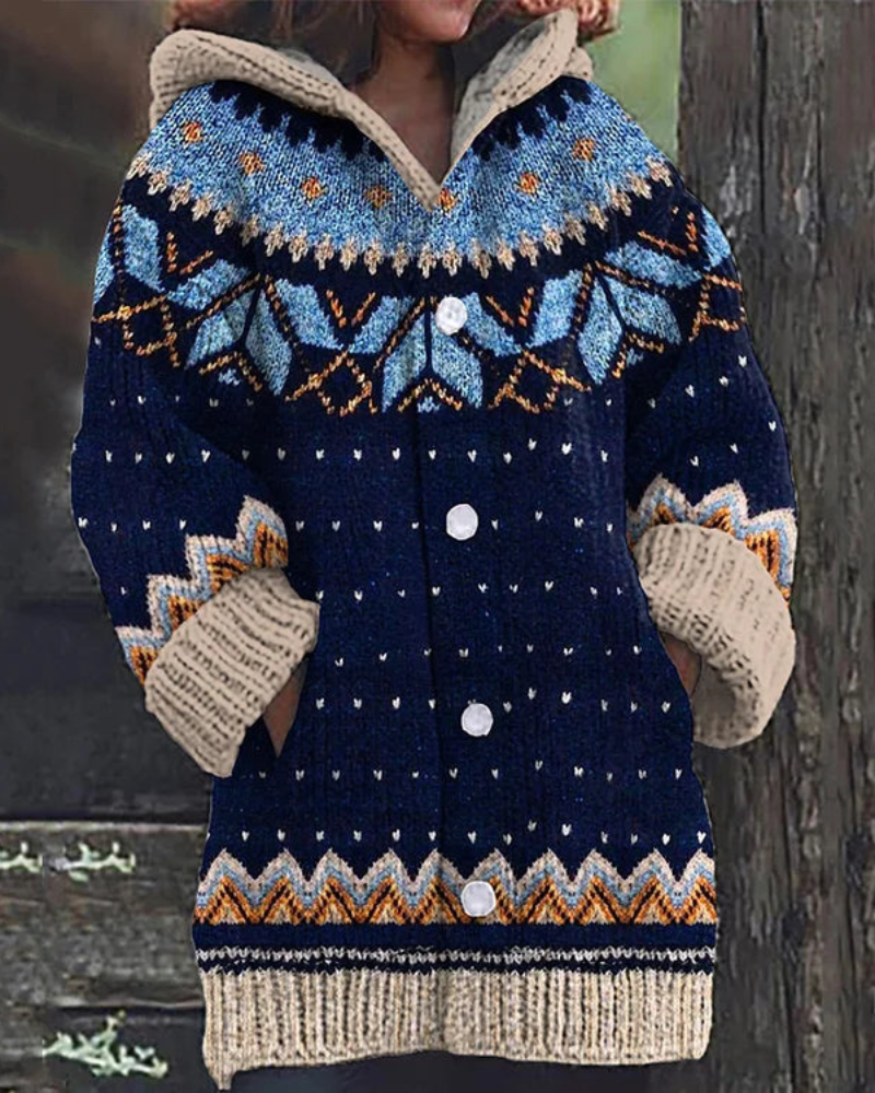 Pandora | Women Hooded Fair Isle Cardigan