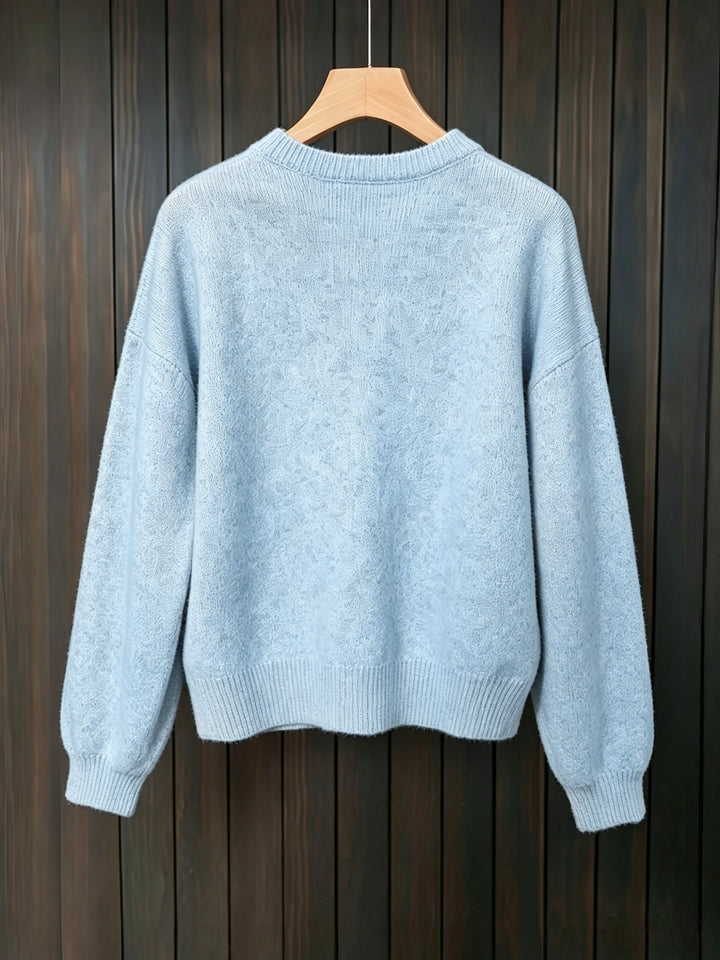 Emily | Women's Knit Crew Neck Long Sleeve Casual Cardigan