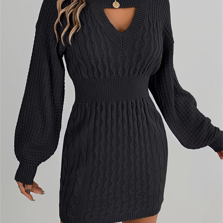Catherine | Women's Knit Crew Neck Long Sleeve Evening Gown