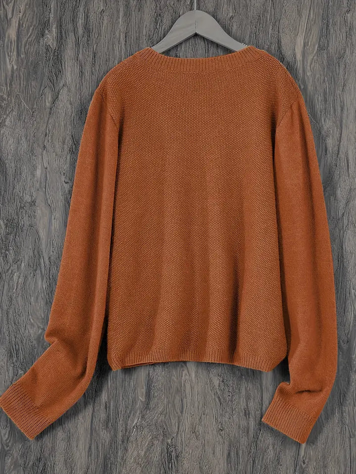 Stylish Cardigan Sweater for Women with Crew Neck Pockets Plus Size Casual Style