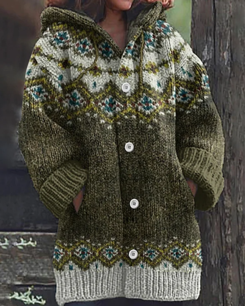 Pandora | Women Hooded Fair Isle Cardigan