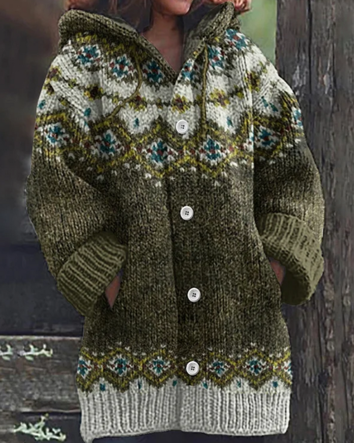 Pandora | Women Hooded Fair Isle Cardigan