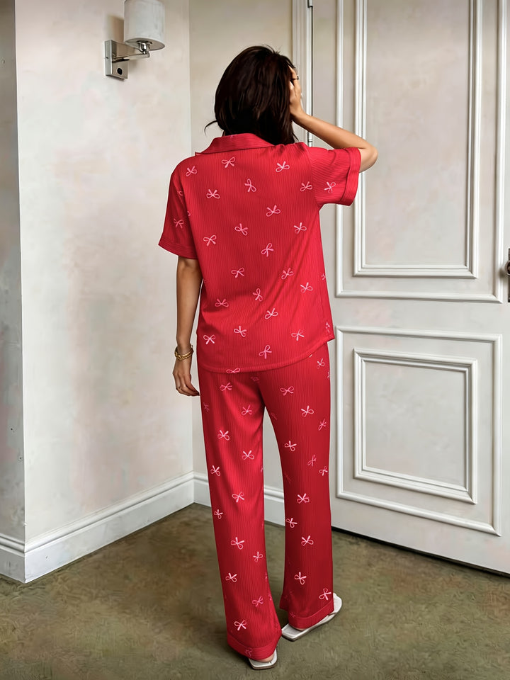 Alexandra | Women's Red Lace Casual Pajama Set
