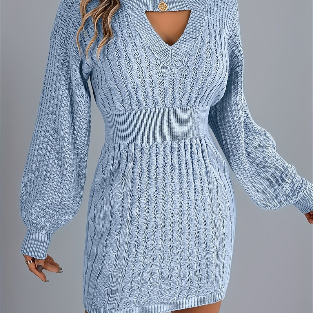 Catherine | Women's Knit Crew Neck Long Sleeve Evening Gown