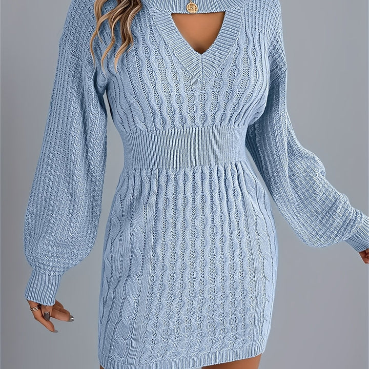 Catherine | Women's Knit Crew Neck Long Sleeve Evening Gown