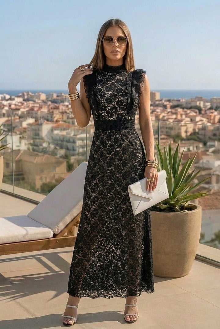 Orlaith | Women Lace Ruffle Wedding Guest Maxi Dress