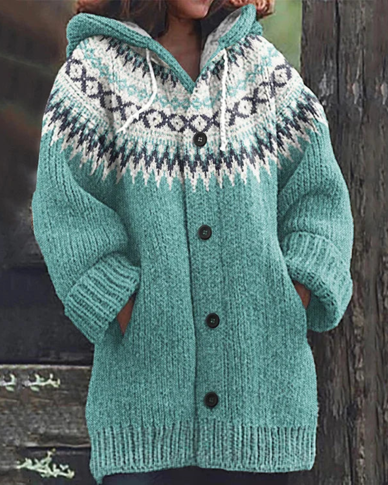 Pandora | Women Hooded Fair Isle Cardigan