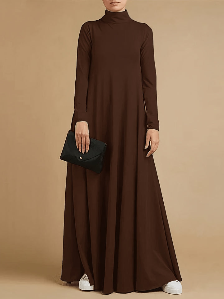 Nancy | Women's Knit High Neck Long Sleeve Casual Maxi Dress