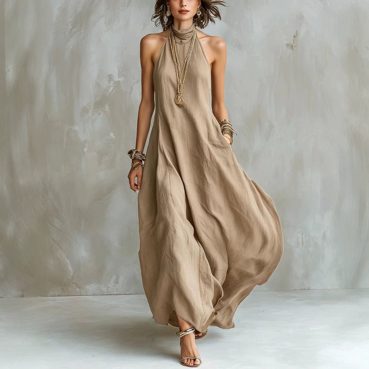 Aerona | Women Halter Neck Flowy Maxi Dress
