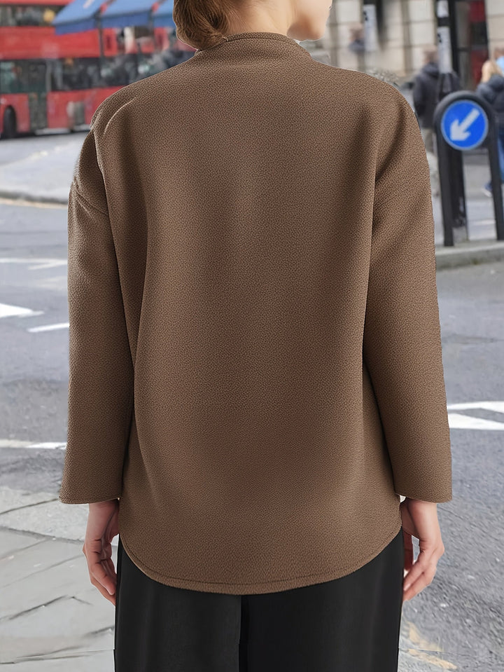 Austreberta | Women Stand Collar Oversized Pea Coat