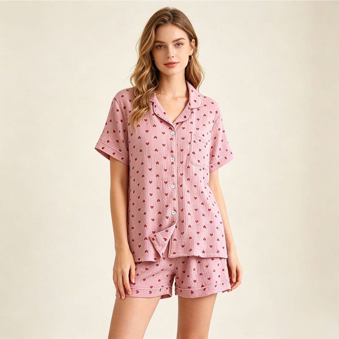 Drew | Women's Cotton Button Front Casual Pajama Set