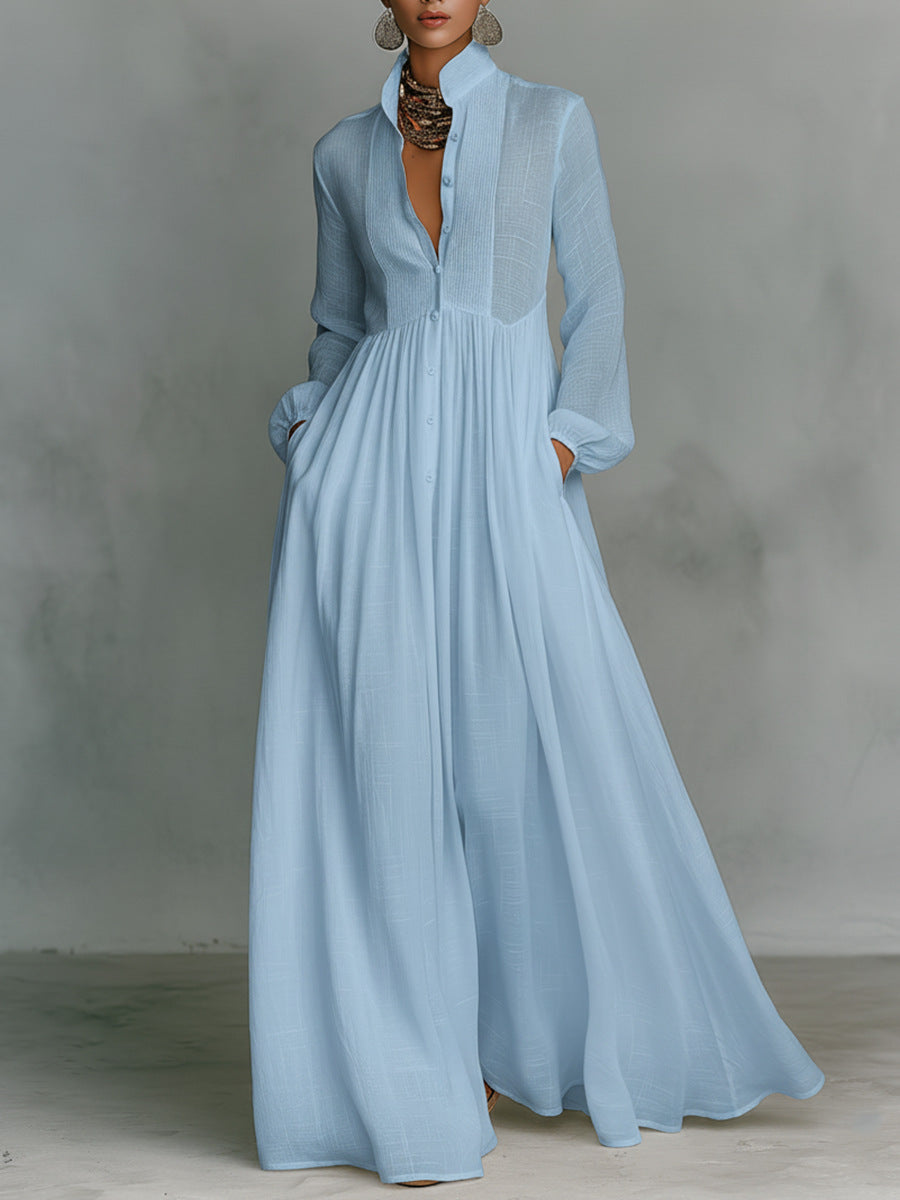 Eowyn | Women Collar Pocket Long Sleeve Dress