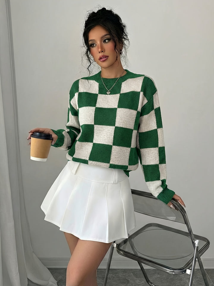 Barbara | Women's Color Block Crew Neck Casual Knit Sweater
